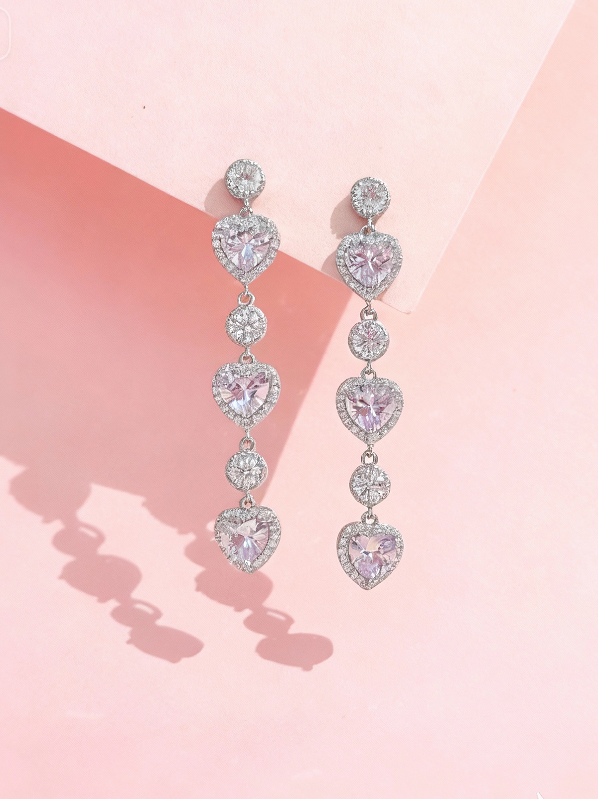 Pink Heart Drop Earrings