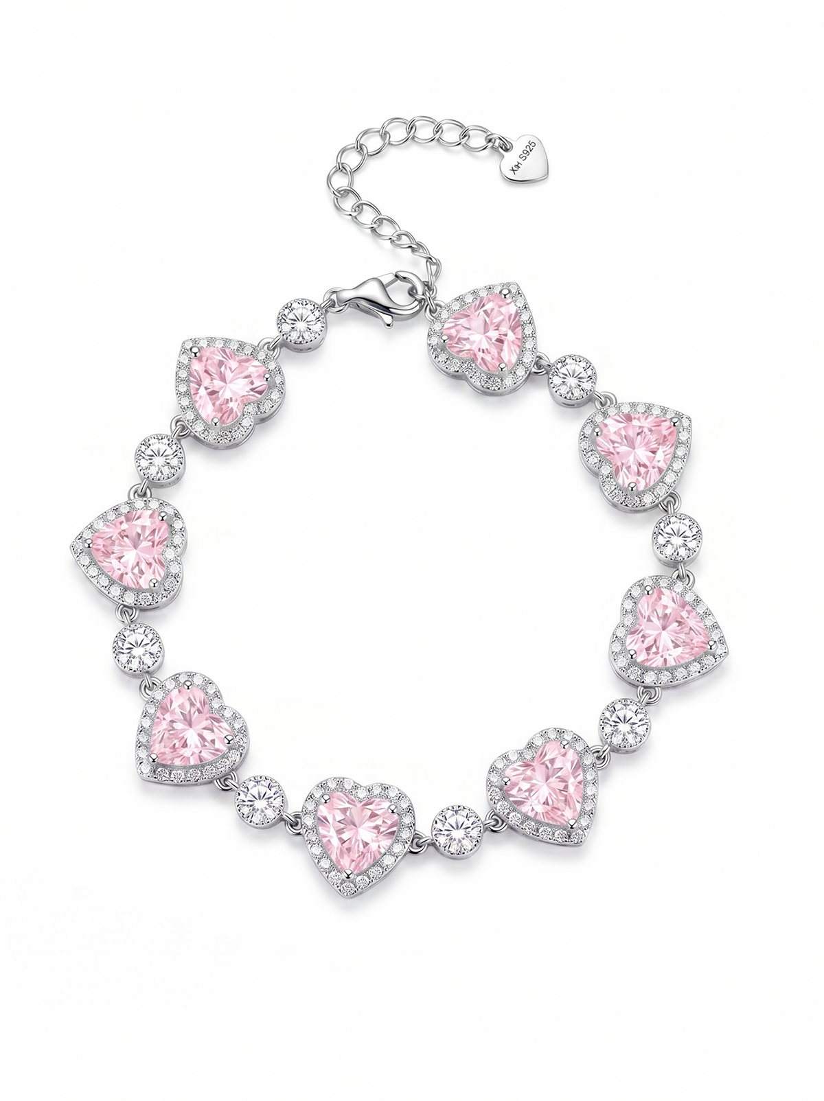 Pink Heart Tennis Bracelet