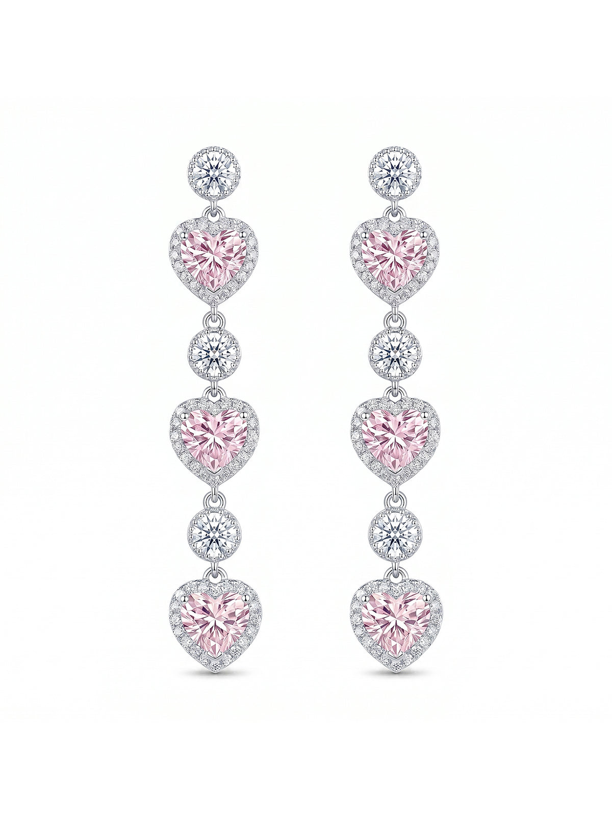 Pink Heart Drop Earrings
