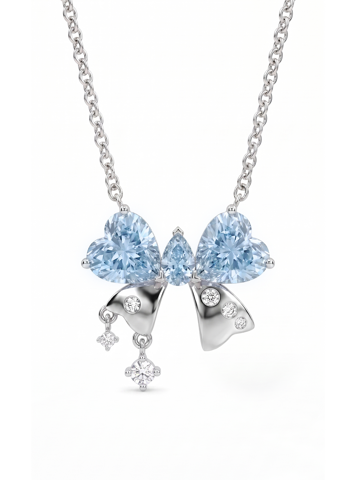 Pink Crystal Bow Necklace