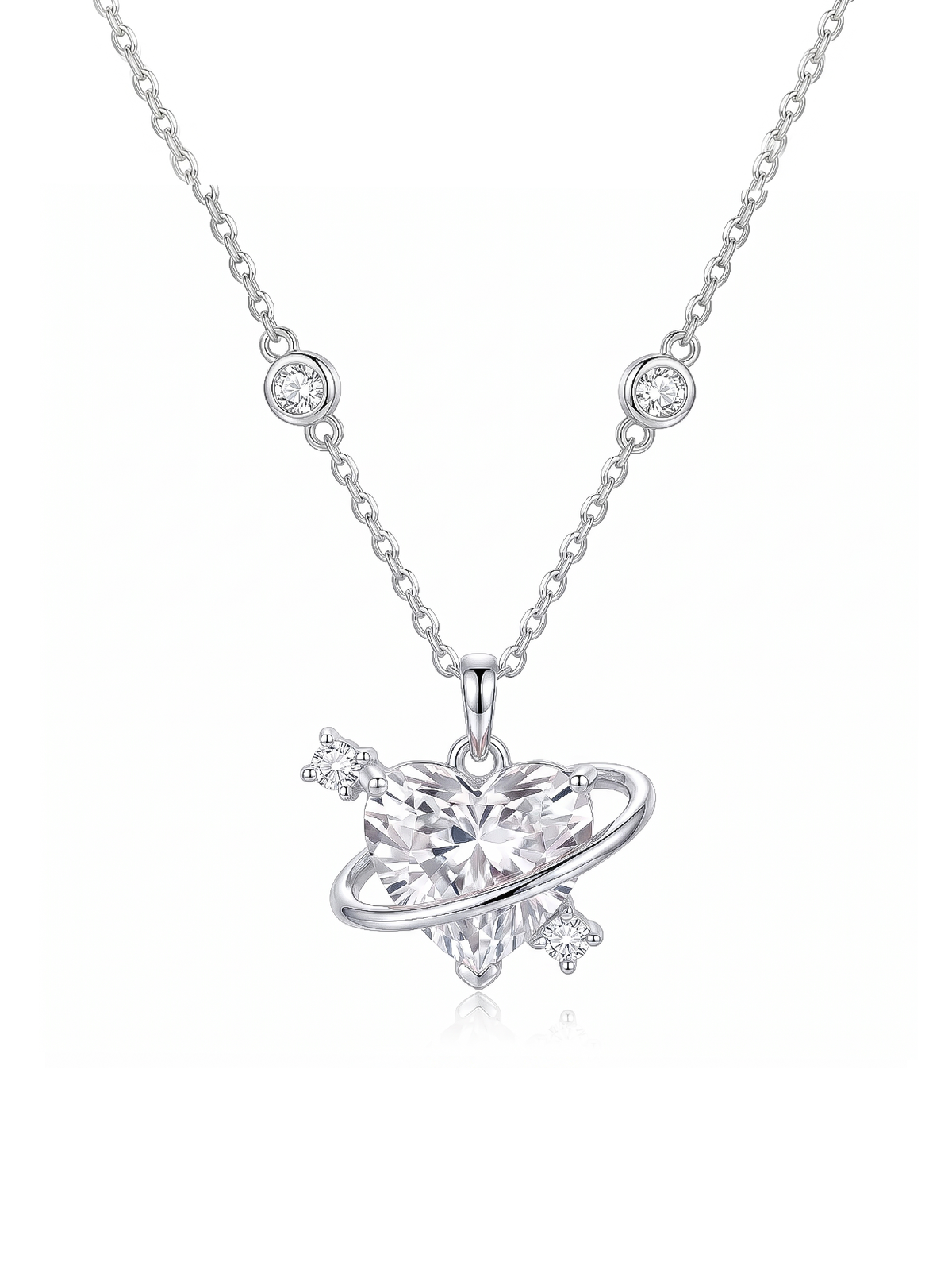 Pink Heart Orbit Necklace